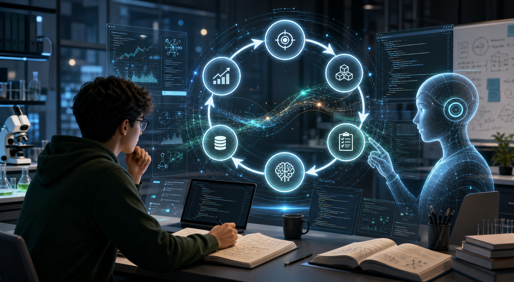 Multi-agent loop workflow showing creation, review, verification, and human approval