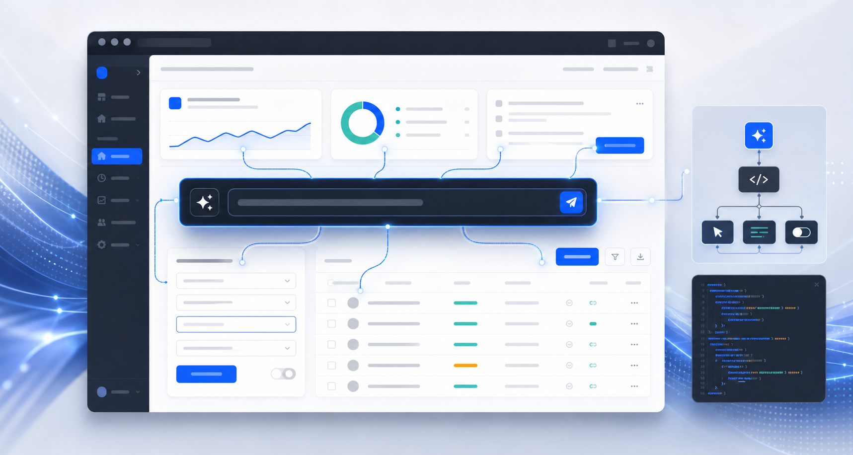 In-page AI GUI agent concept for web applications